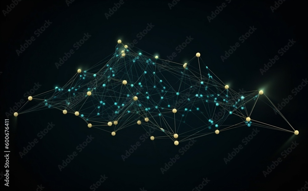 Poster connection technology ai futuristic network cyberspace design line light digital background. generat