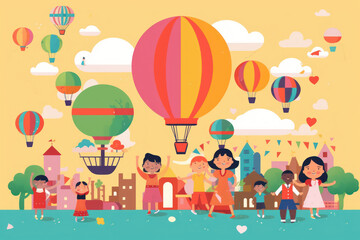 Obraz na płótnie Canvas Flat illustration graphic design world children's day concept. Generative ai. 