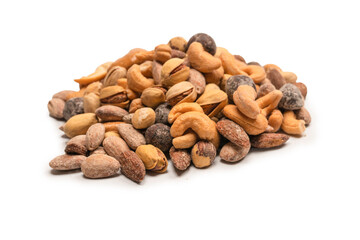  A group of almonds, pistachios, walnuts, macadamia, cashews.