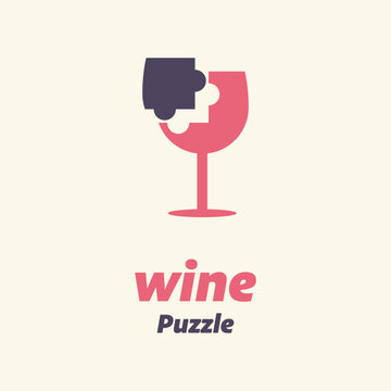 Wine glass Puzzle Logo