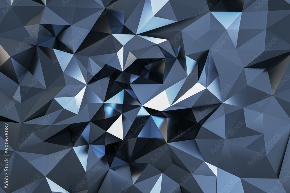 Aufkleber Abstract dark grey and silver triangles in form of crystal background. 3D rendering