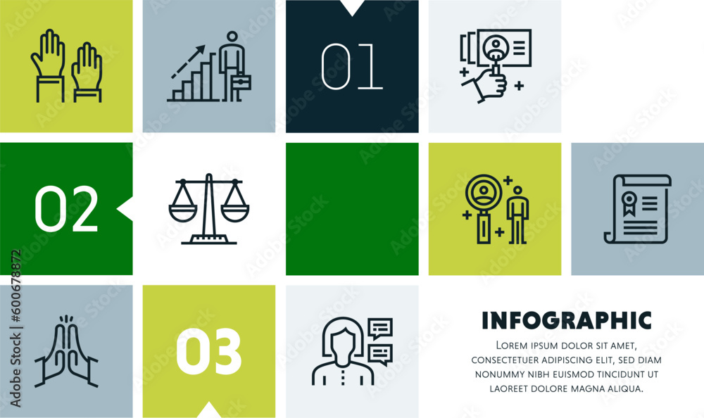 Poster intelligence ethics and responsibility infographic design with icons, made by thin line style with e