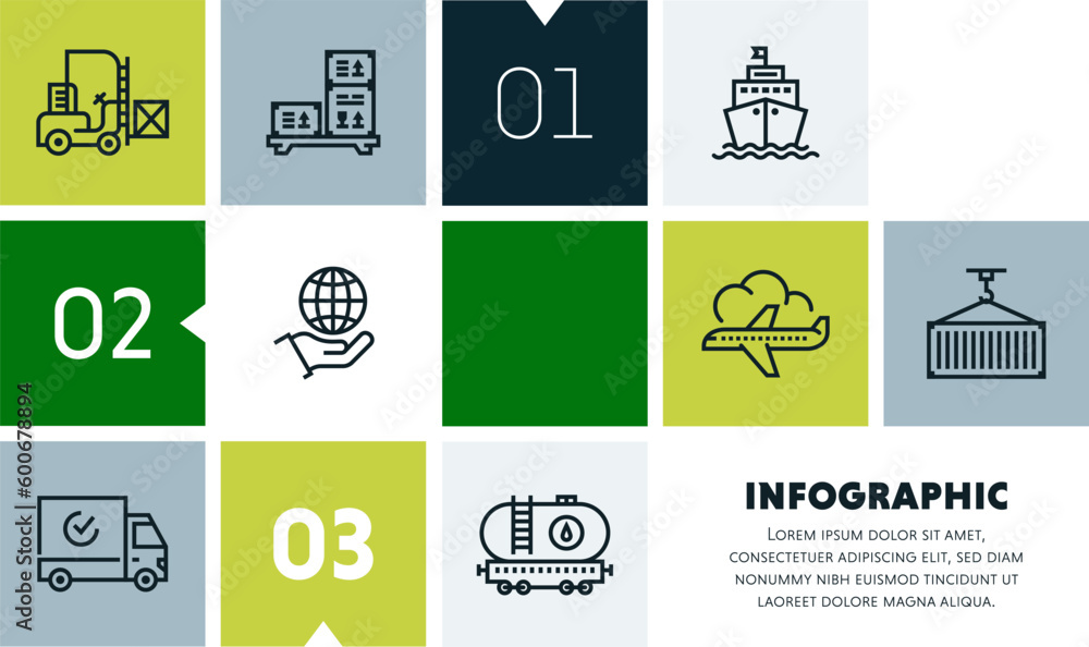 Poster delivery and storage services infographic design with icons, made by thin line style with editable s