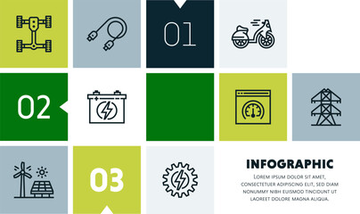 Energy management infographic design with icons, made by thin line style with editable strokes. - obrazy, fototapety, plakaty