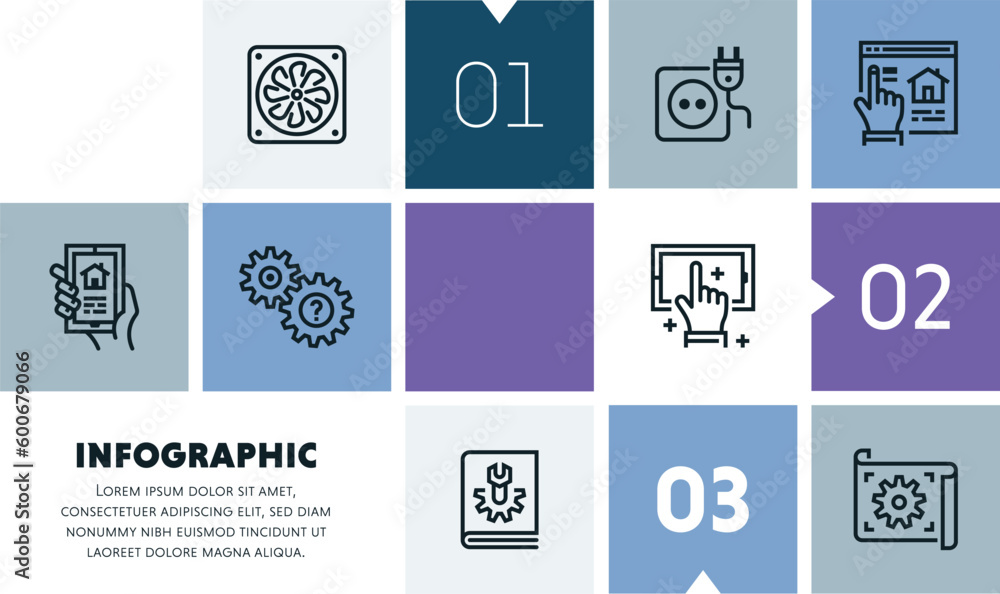 Poster architectural drafting services infographic design with icons, made by thin line style with editable