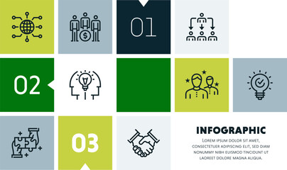 Human resource management infographic design with icons, made by thin line style with editable strokes.