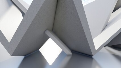 Obraz premium Architecture background geometric concrete wall in interior 3d render