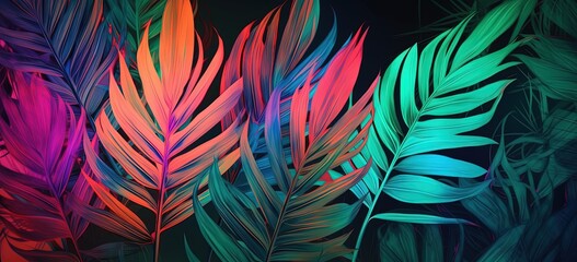 abstract flora leaves background, summer green background, Generative Ai