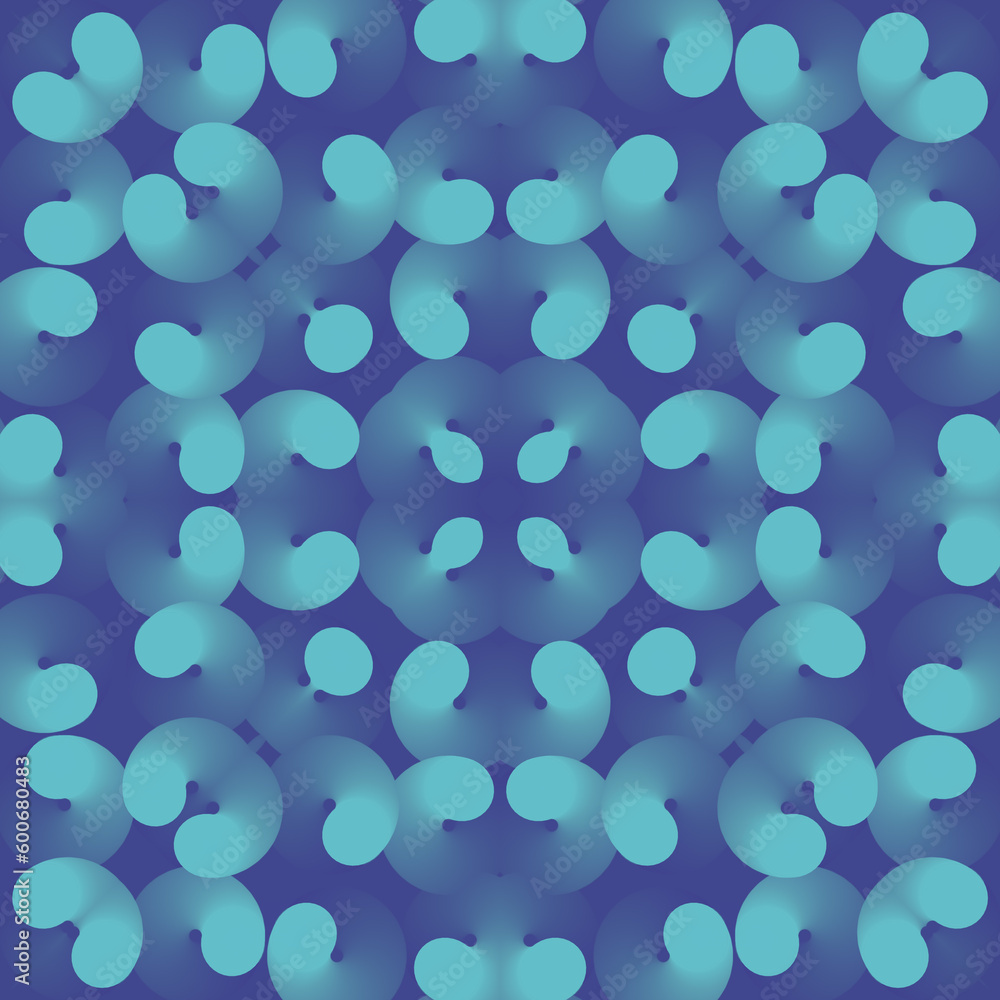 Poster Stunning background, bright abstract symmetrical pattern of a group of spiral objects. 3d rendering digital illustration