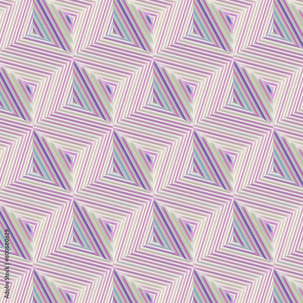Poster Isometric projection of an abstract cube pattern with striped texture of thin slices. 3d rendering digital illustration
