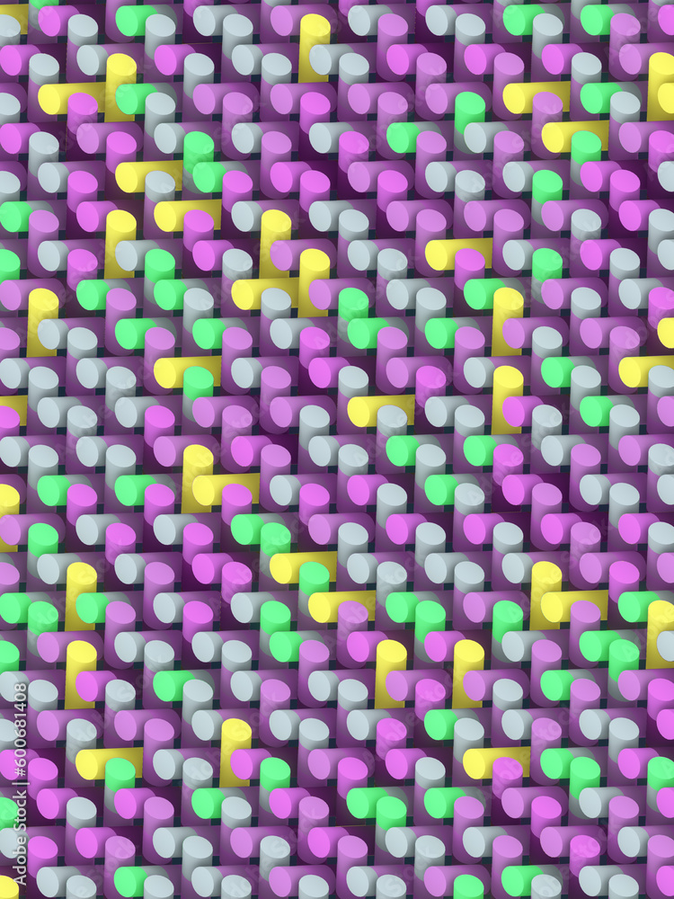 Aufkleber Pattern of multi colored cylinders. Abstract background. 3d rendering digital illustration