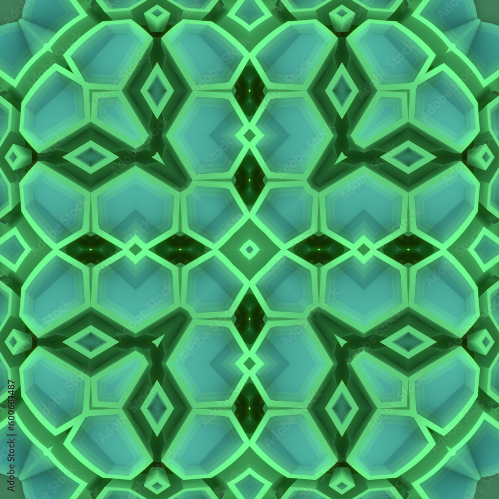 Aufkleber abstract crystal green colored background. 3d rendering illustration