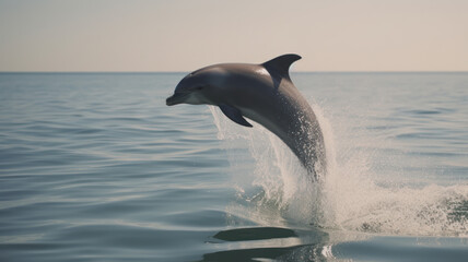Obraz premium close up dolphin jumping generative AI