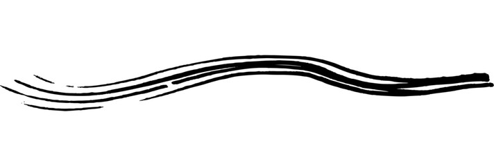 Artistic grungy black paint hand made creative brush stroke set isolated on transparent background. Can change color.