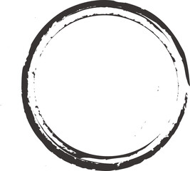 Abstract black paint brushstroke circle on transparent background. Spots for grunge design. Can change color.