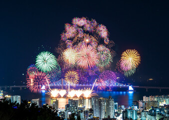 Scenery of Busan Fireworks Festival in Korea