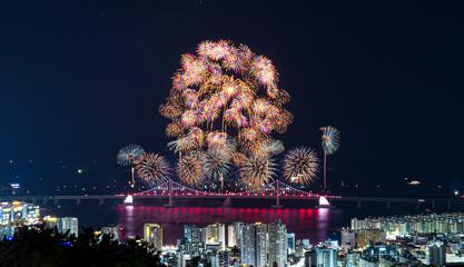 Scenery of Busan Fireworks Festival in Korea