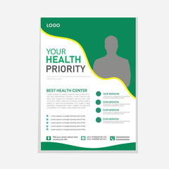 medical flyer design vector template for health care