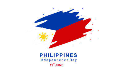 Happy independence day philippines background with philippines flag vector