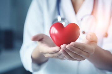 cardiology health concept person doctor hand medicine heart hospital care. Generative AI.