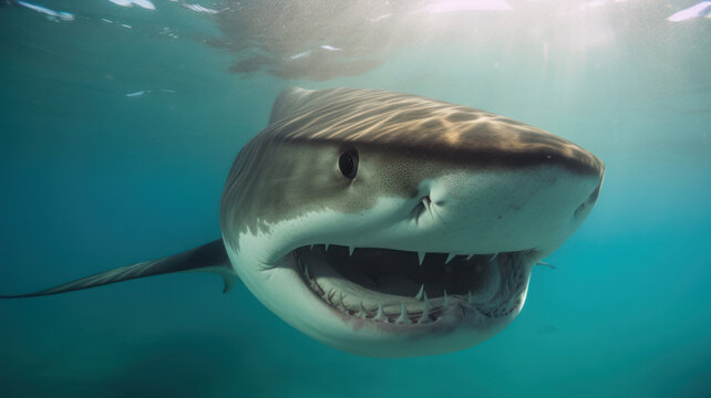 close up tiger shark generative AI