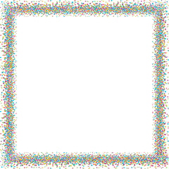 Square frame made with small dots, color. A square border to use as a frame for your designs, made with messy, irregular colored dots.