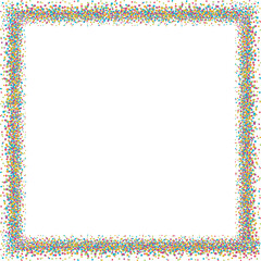 Square frame made with small dots, color. A square border to use as a frame for your designs, made with messy, irregular colored dots.