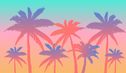 vector illustration of the beach with trees