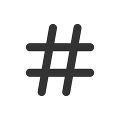Hashtag icon on light background. Communication symbol. Blogging, popularity, follow, marketing, social media, logo, mobile. Flat design.