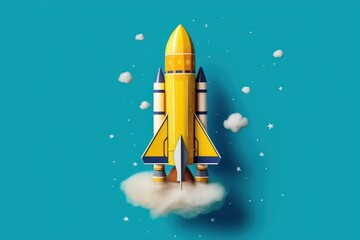 Rocket launching background, Science education, Business startup concept. Generative Ai