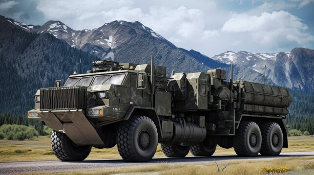 Imposing Military Vehicle: Showcase of Advanced Defense, Tactical Mobility, Armor Strength, and Strategic Warfare