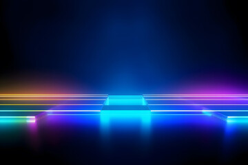 Abstract blue and red glowing neon tech background