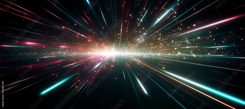 Aufkleber light ray explode spark background. generative ai technology.