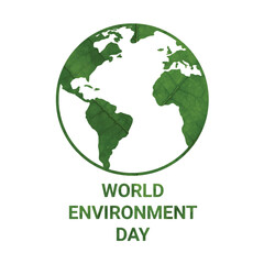 World Environment Day concept with green leaves on white background. Vector illustration.