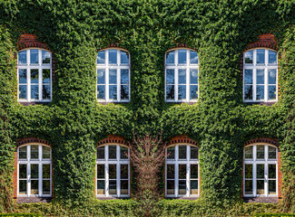 Gothic house and ivy plant