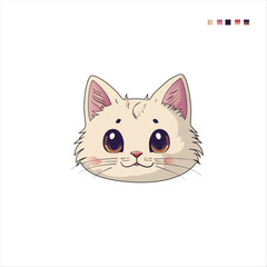 Fototapeta premium A CUTE CAT HEAD VECTOR IMAGE KAWAI KITTEN