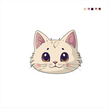 A CUTE CAT HEAD VECTOR IMAGE KAWAI KITTEN