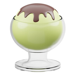 Avocado Ice Cream Bowl 3D Icon