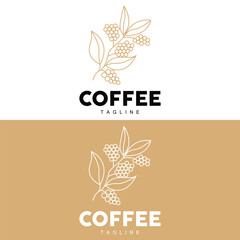 Fototapeta na wymiar Coffee Logo, Coffee Tree Design, Cafe Drink Vector, Icon Brand Illustration Symbol