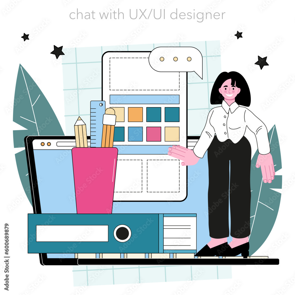 Poster ux and ui designer online service or platform. app or website