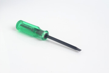 Common screwdriver on white background