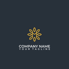 Abstract elegant letter M and flower line logo icon vector design. Graceful lined vector sign.