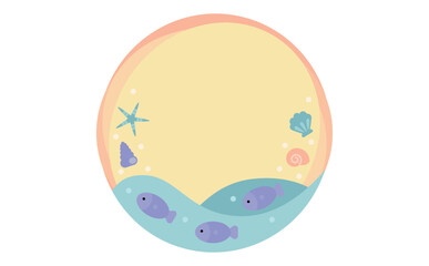 ビーチのイラストフレーム