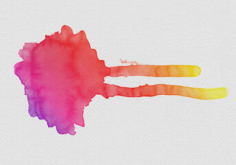 Abstract watercolor on white background. The color splashing on the paper It is a hand drawn