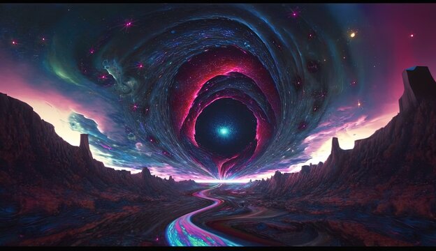 A surreal portal, with strange and abstract shapes and colors generative ai