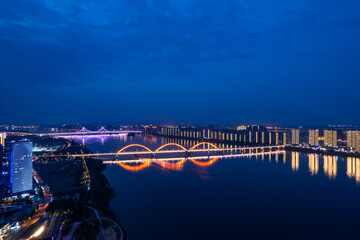 Night view of Fuyuan Road Bridge in Changsha, China