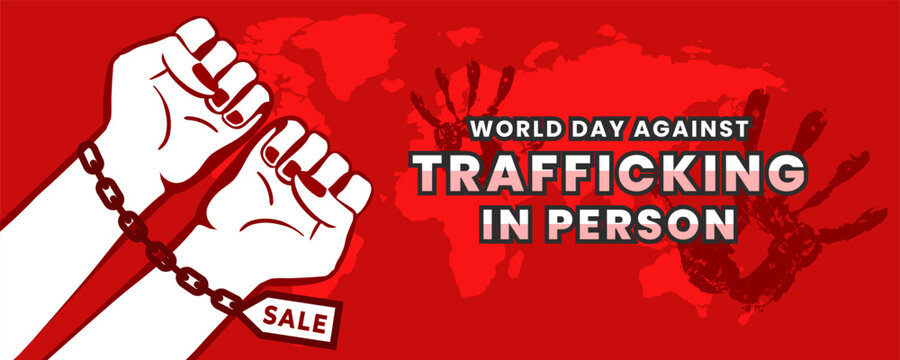 World Day Against Trafficking in Persons on 30 July Banner Background. Horizontal Banner Template Design. Vector Illustration
