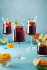 Glasses with traditional Spanish drink Sangria	