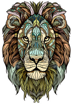 image of a lion in colors, the illustration is created with the help of AI