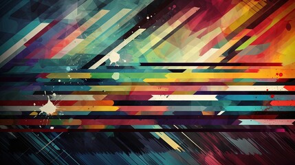 abstract background illustration of colorful strip in vintage grunge color texture design, Generative Ai